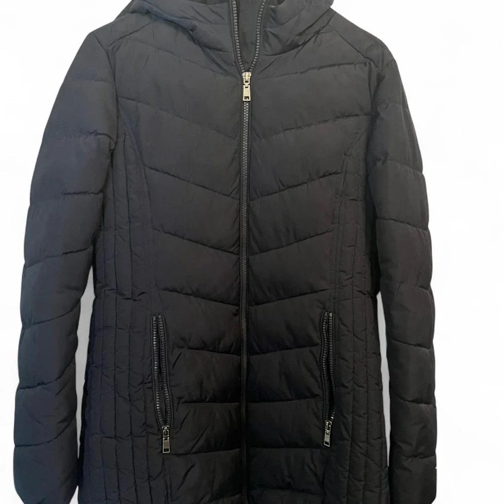 Blue Tommy Hilfiger long puffer coat
